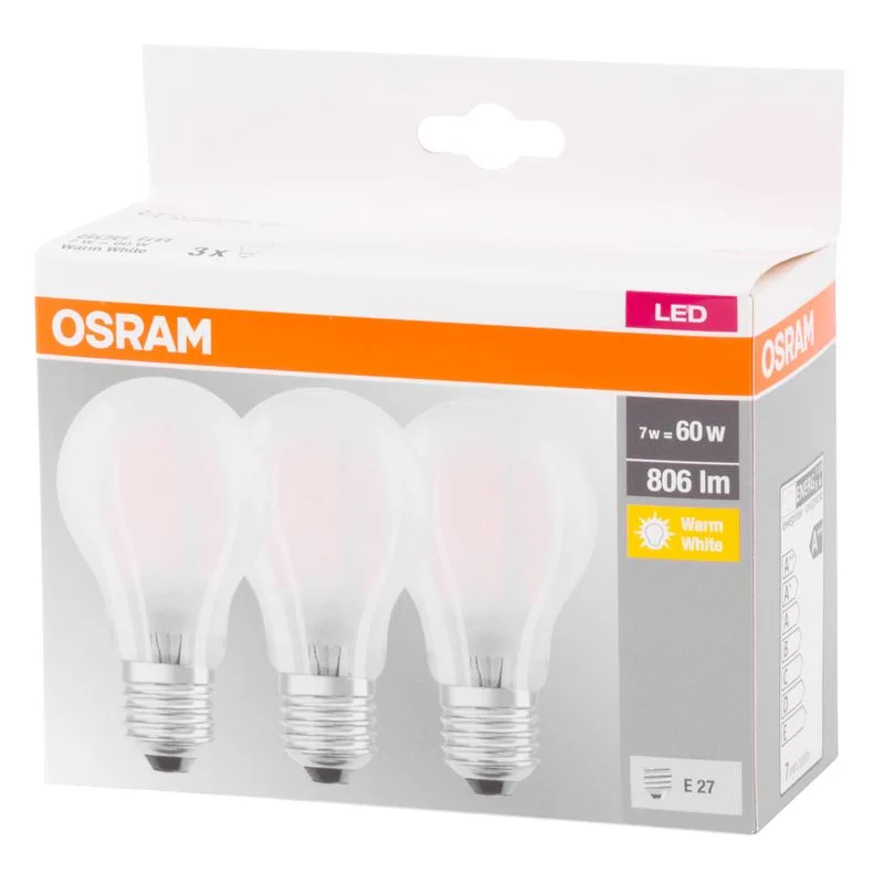 Osram žiarovka BASIC LED FIL Star ean9290 CLASS A E27 060, 7W/827 2700K non-dim MULTIPACK, číra