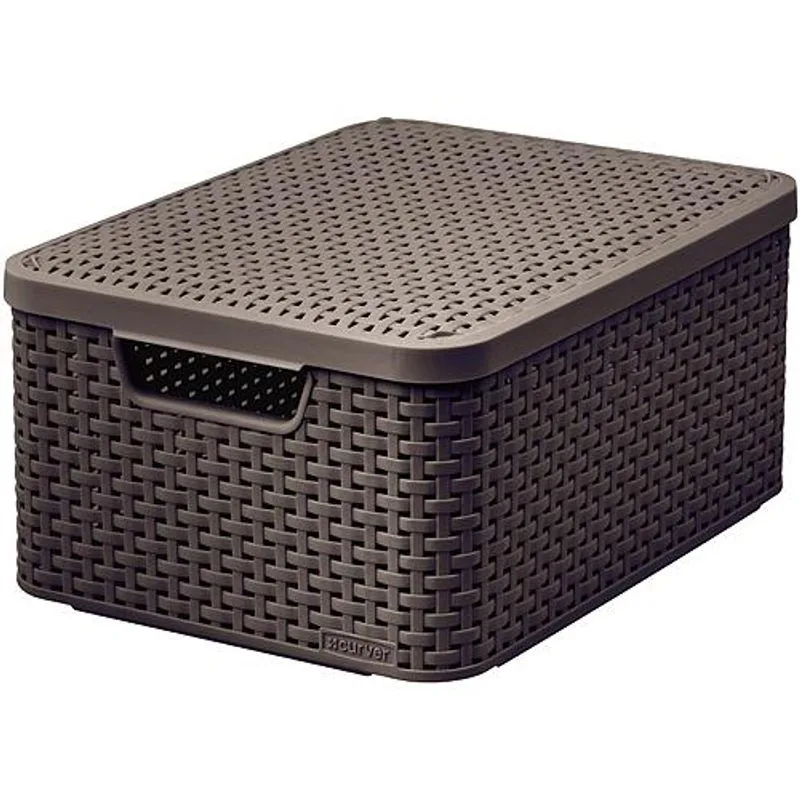Košík Curver® STYLE2 LID M, tmavohnedý, 38x29x17 cm, s vekom