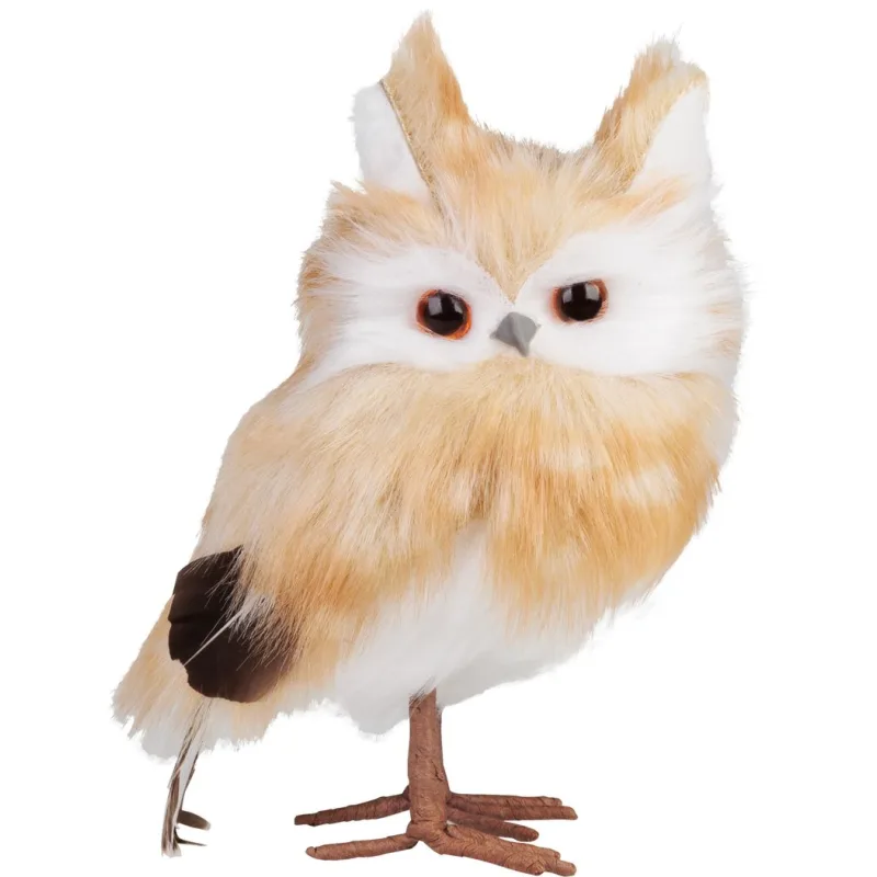 MagicHome Sova Vianoce hnedá zasnežená 19x11x5 cm