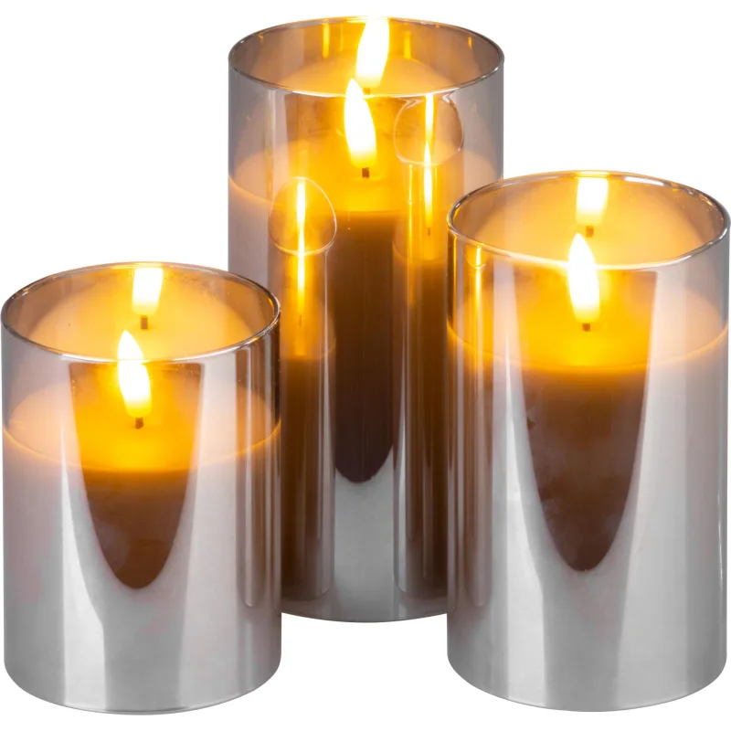 MagicHome Vianoce Sviečka MagicHome Vianoce sada 3 ks teplá biela v skle 3xAAA