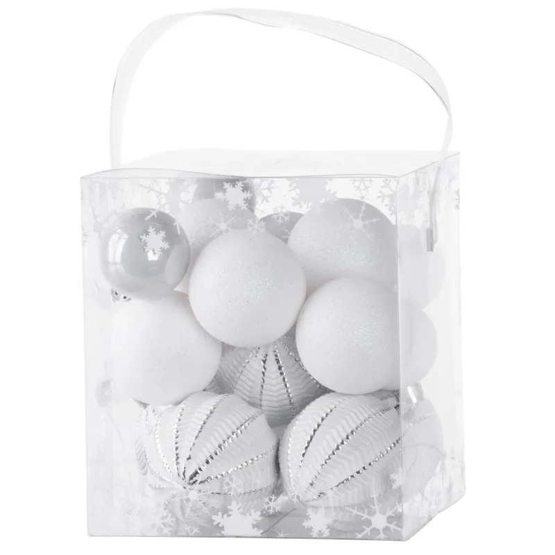 MagicHome Gule 31 ks bielo strieborné mix na vianočný stromček 6-3 cm