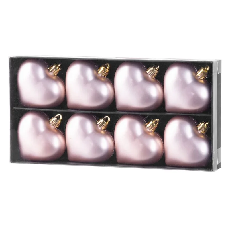 MagicHome OzdobaVianoce 8 ks 6 cm srdcia ružové na vianočný stromček