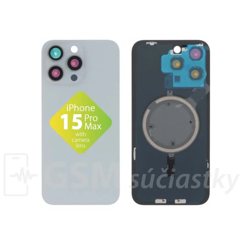 Apple iPhone 15 Pro Max - Sklíčko Zadnej Kamery s Rámom (White Titanium), White Titanium