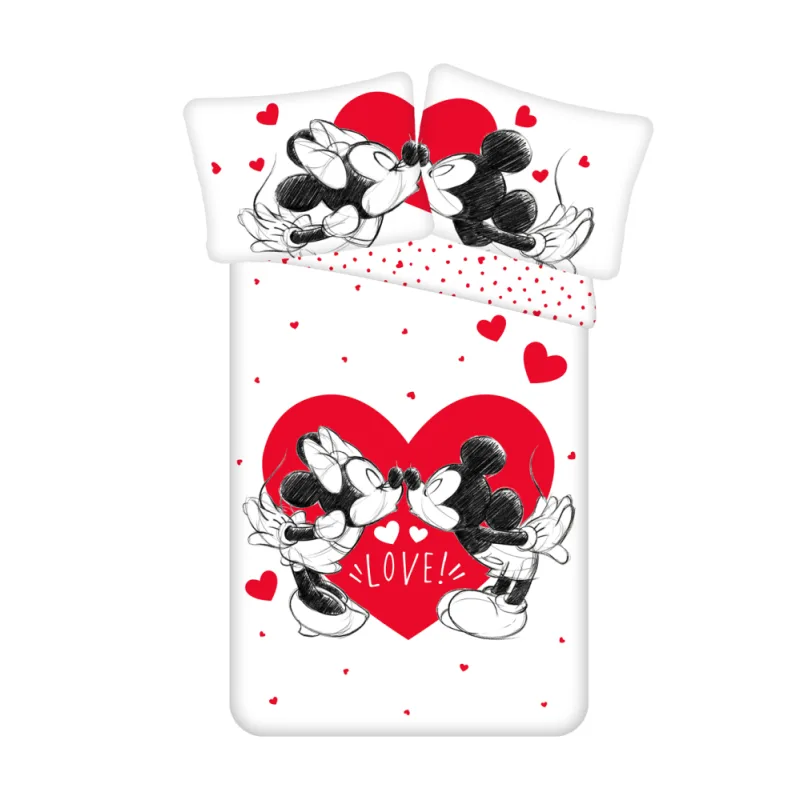 Jerry Fabrics obliečky Mickey a Minnie Love and kiss Bavlna 140x200 70x90