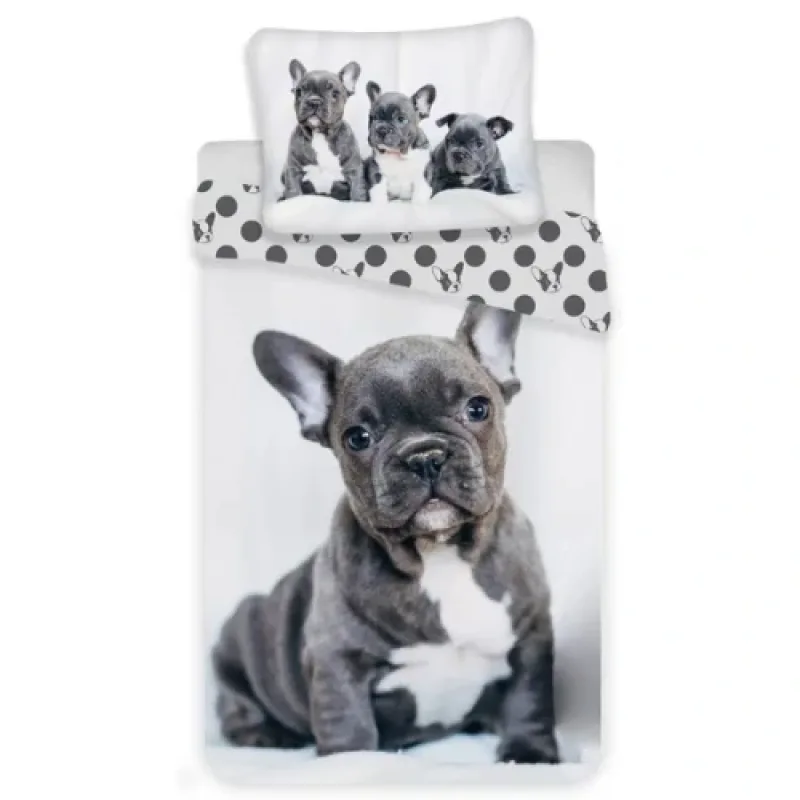 Jerry Fabrics Obliečky pes Bulldog a hviezdy Bavlna 140x200 70x90