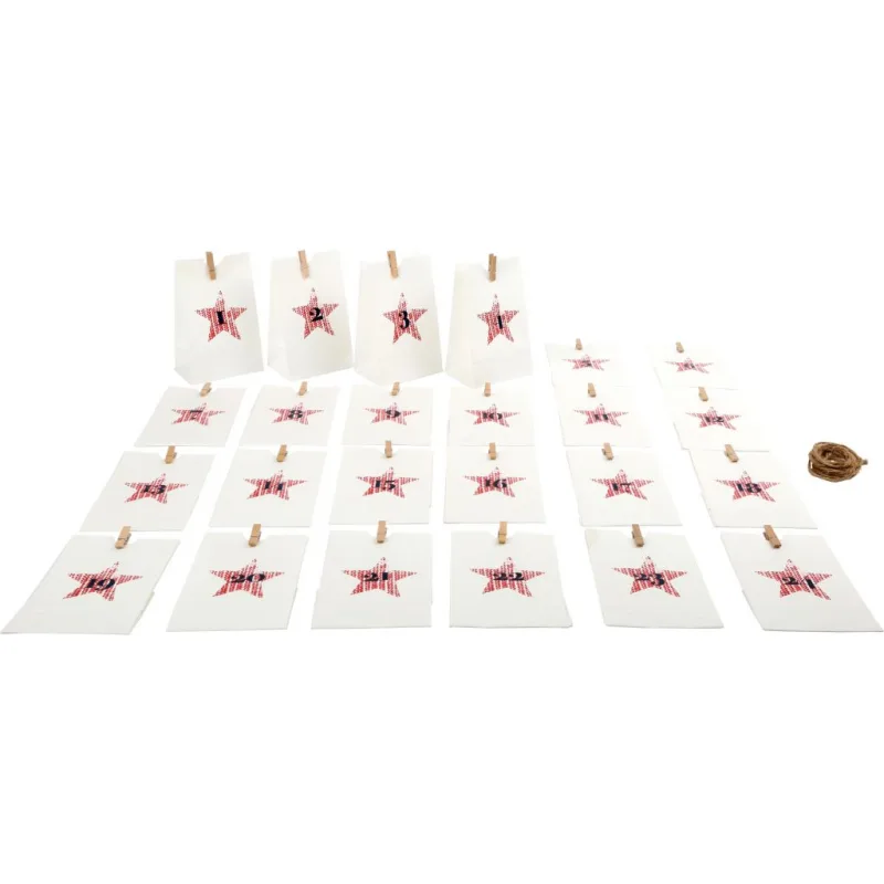 Adventný kalendár Papierové taštičky biele