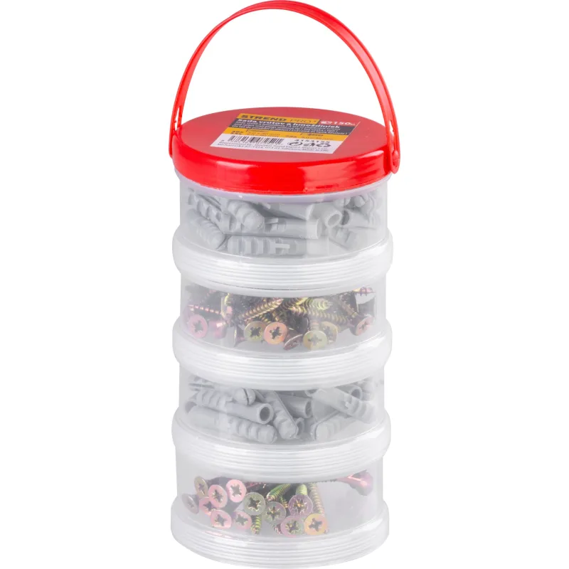 Sada vrutov a hmoždiniek Strend Pro, vruty 5x80 a 5x40, hmoždinky 8x40, 150 ks