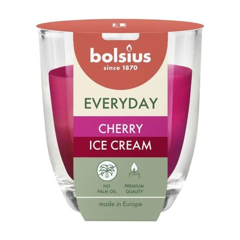 Sviečka v skle Bolsius Everyday, čerešňová zmrzlina, 80×70 mm