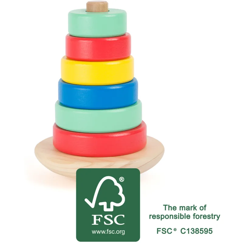 Drevená motorická nasadzovacia hra - Veža Movere