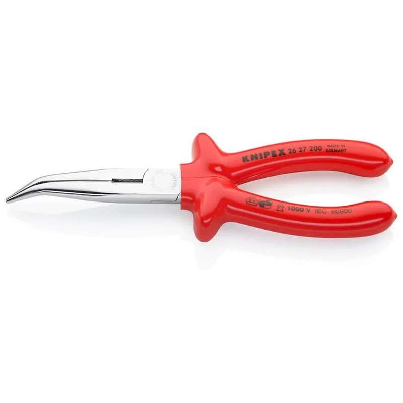Kliešte KNIPEX 26 27 200 – 200 mm, polgulaté, zahnuté, úzke, CrV, VDE 1000V