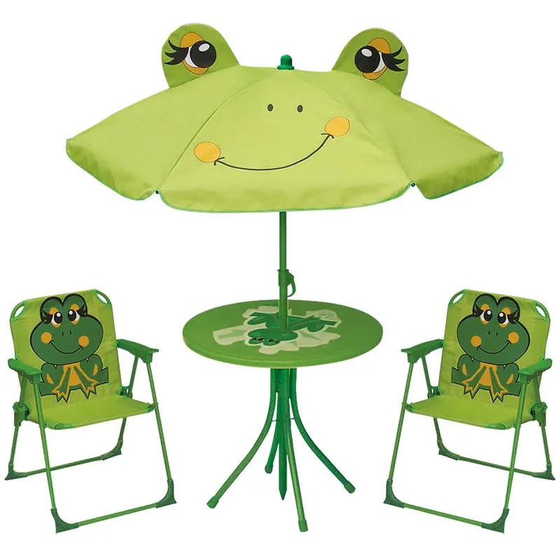 Set LEQ MELISENDA Rana, žaba, slnečník 105 cm, stôl 50 cm, 2 stoličky
