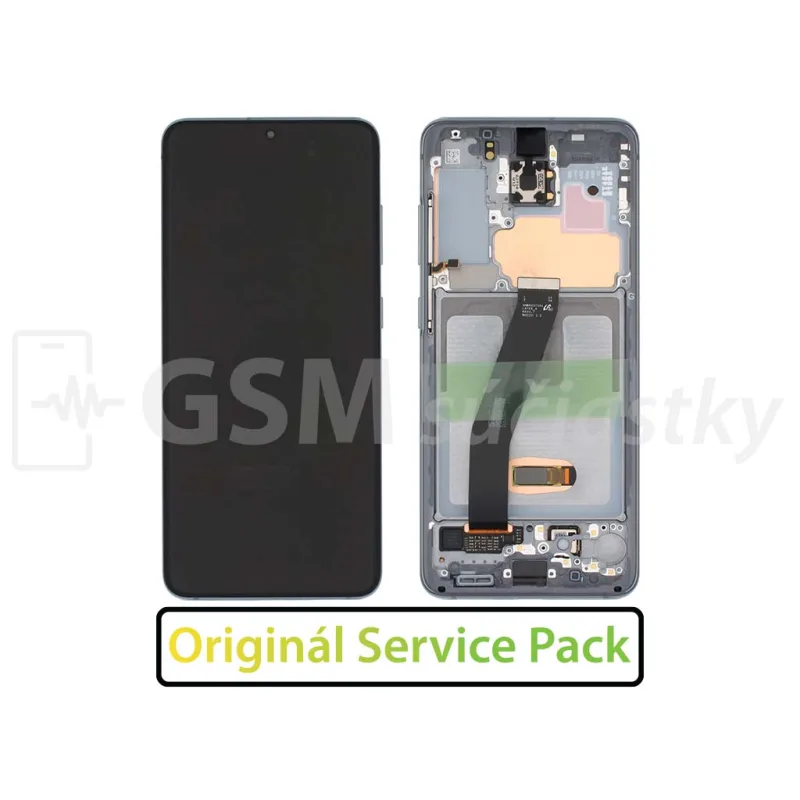 Samsung G980F, G981B Galaxy S20 - LCD displej + Dotykové sklo a Rám Originál Farba: Cosmic gray