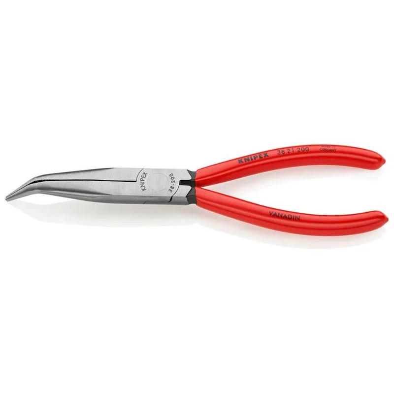 Kliešte KNIPEX 38 21 200 – 200 mm, polgulaté, zahnuté, dlhé čeľuste