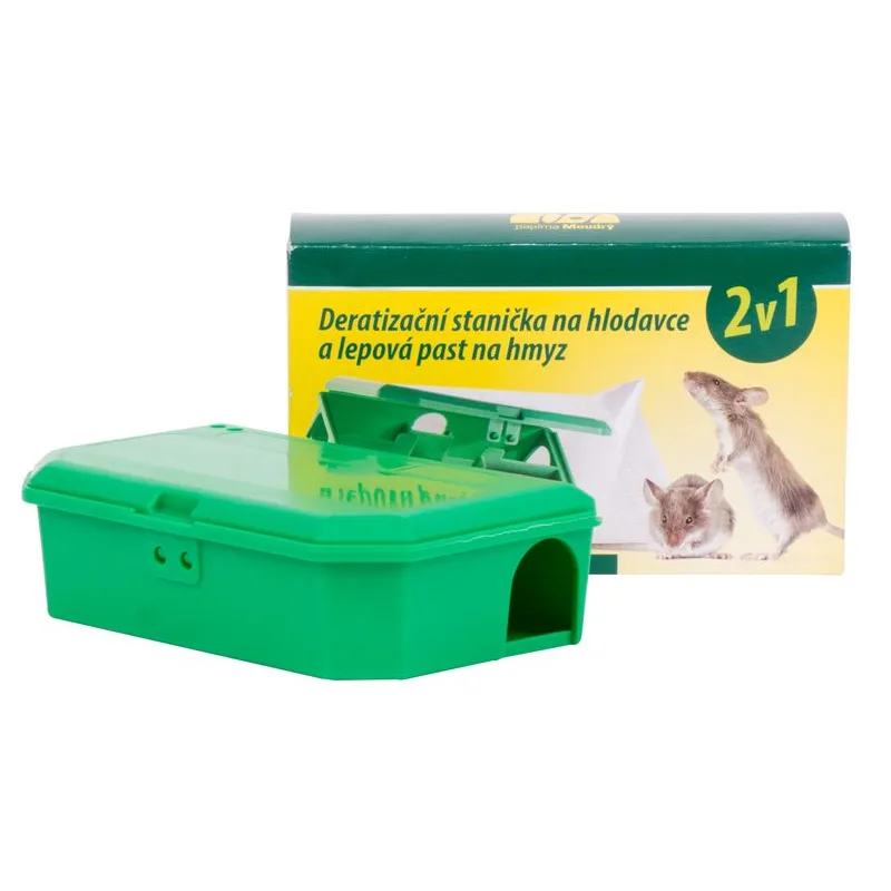 Deratizačná stanička 2v1, stanica pre otravu na hlodavce, lepová pasť na hmyz