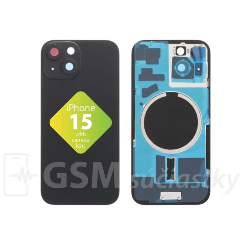 iPhone 15 - Zadné sklo housingu Čierne