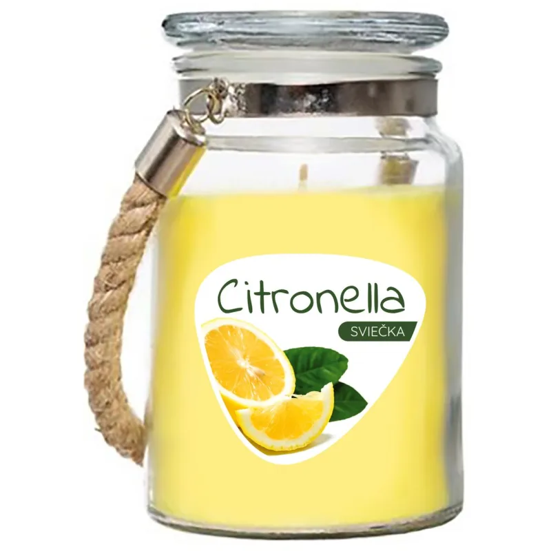 Sviečka proti komárom Citronella, repelentná, v skle, 140 g, 85x105 mm