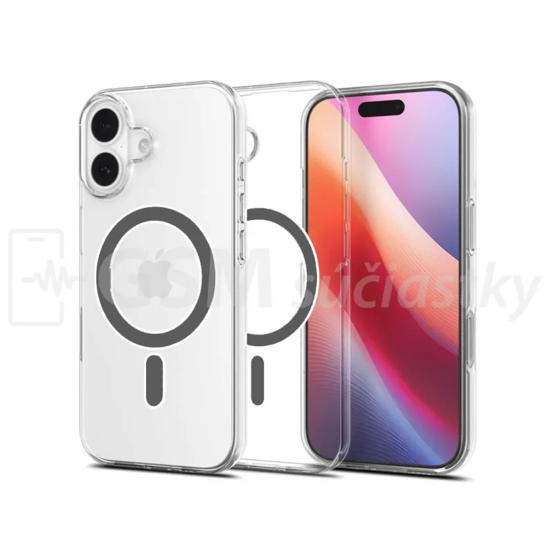 Puzdro MagSafe pre Apple iPhone 17, Šedé - transparentné