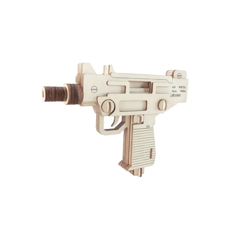 Woodcraft Drevené 3D puzzle Pištoľ UZI