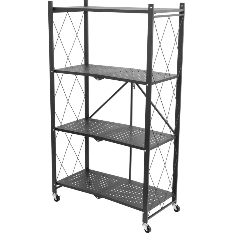 Regál Racks RAW4T – kovový, 4 police, 127x72x34 cm, 50 kg/polica, na kolieskach