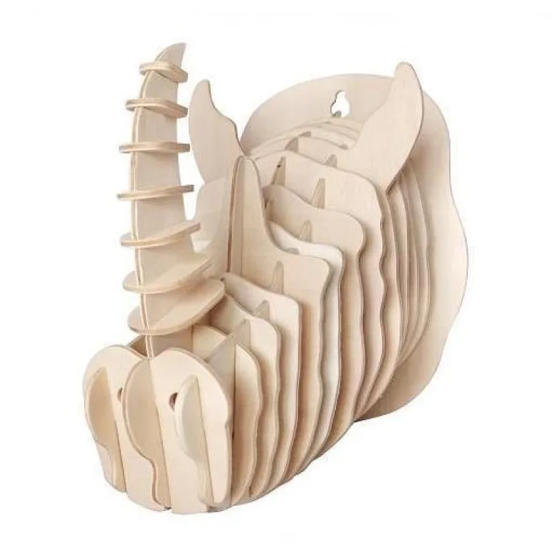 Woodcraft Drevené 3D puzzle hlava nosorožca