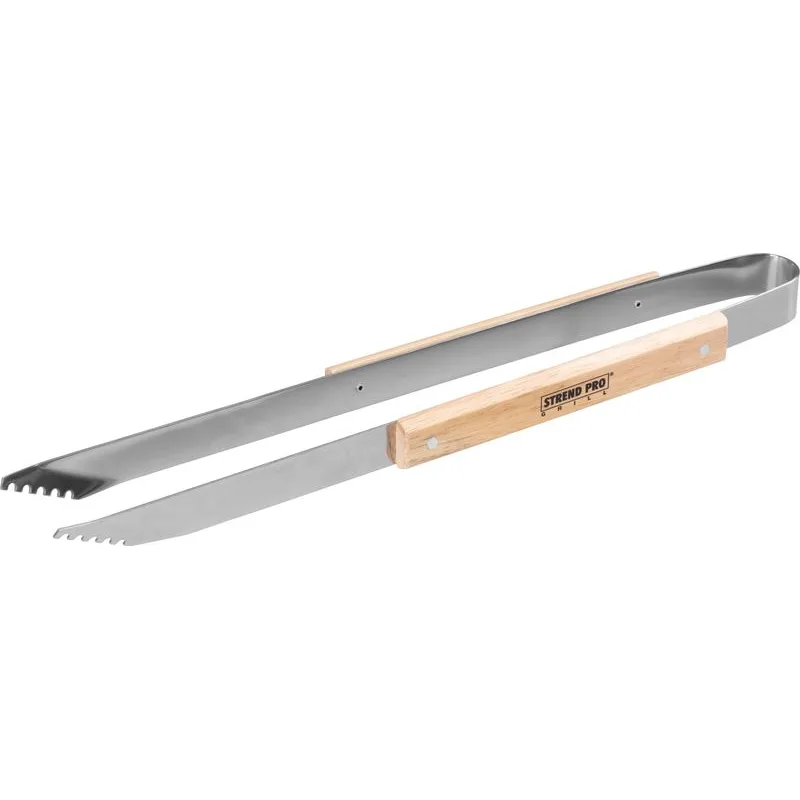 Kliešte na gril, nerezové, 45 cm, s drevenou rúčkou