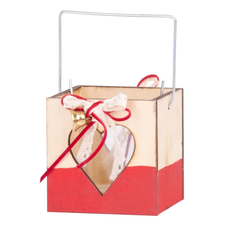 Vianočná dekorácia z dreva Krabička, 8x8 cm, balenie 5 ks