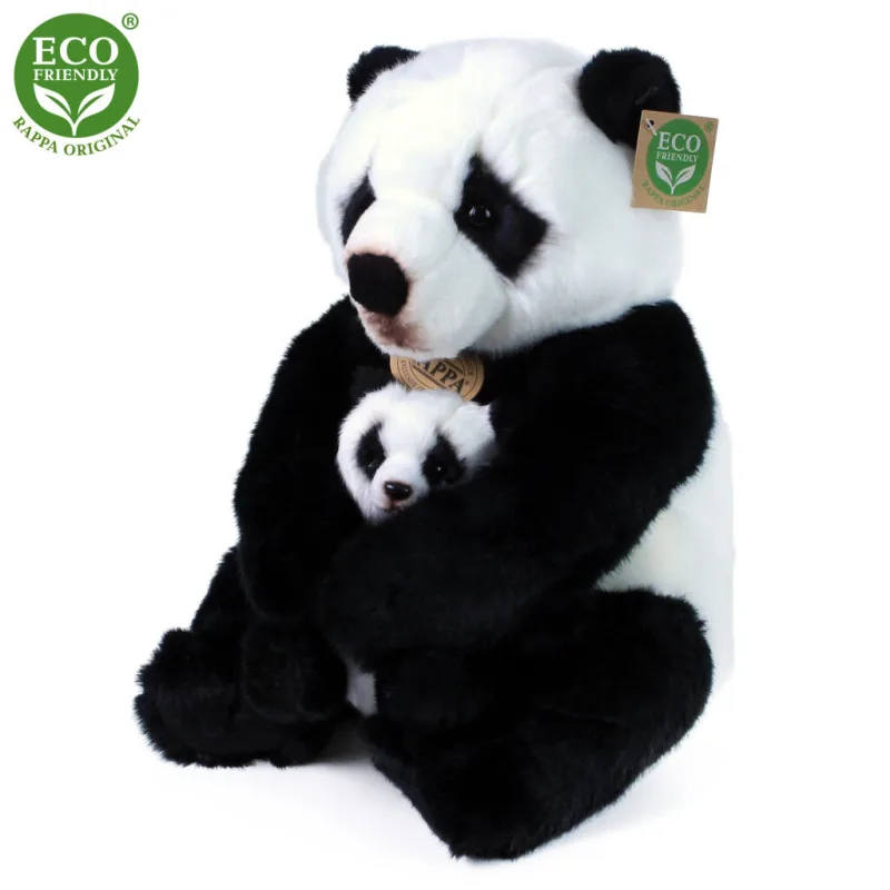 Plyšová panda s mláďaťom 27 cm ECO-FRIENDLY