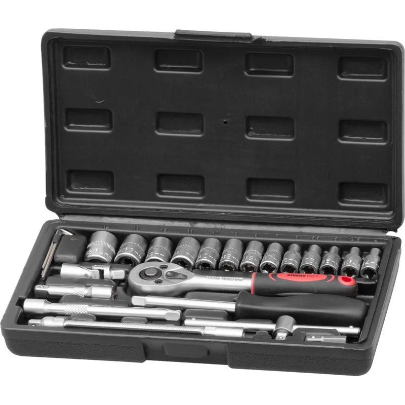Sada náradia Strend Pro, 25 dielna, hlavice, 1/4" račňa, v kufri