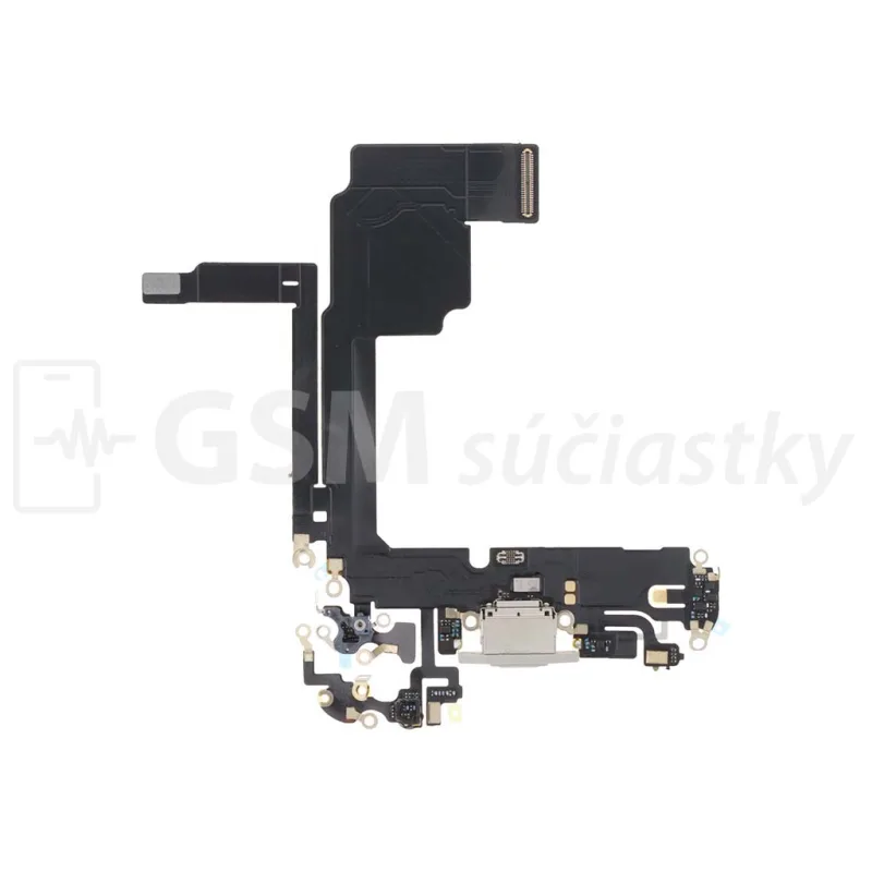 Flex kábel nabíjania iPhone 15 Pro - nabíjací konektor, mikrofón Farba: Biela