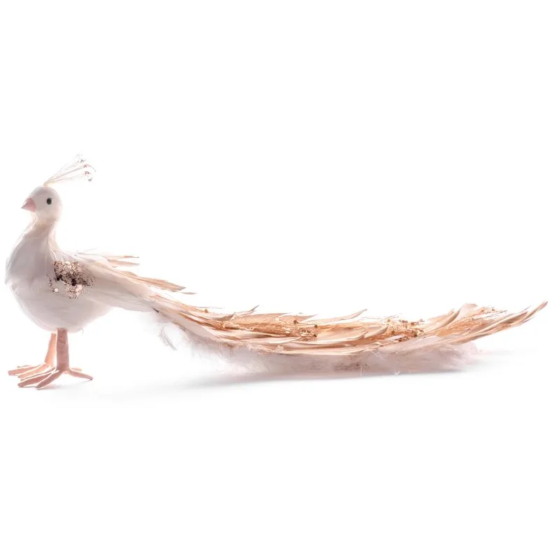 Vianočná dekorácia Páv zlatý, 34x12x15 cm, páperový