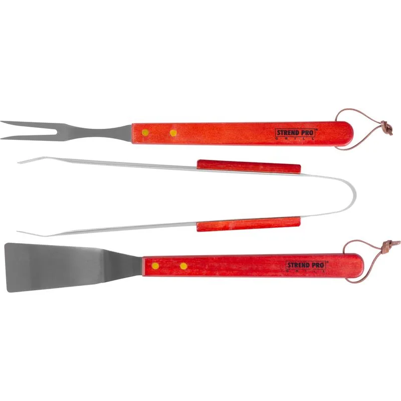 Sada náradia na gril Hardwood, nerez, s drevenou rukoväťou