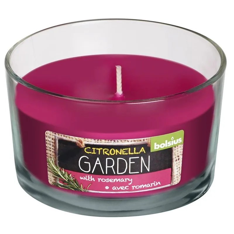 Sviečka proti komárom Bolsius Glass Citronella, 62/106 mm, rozmarín, v skle