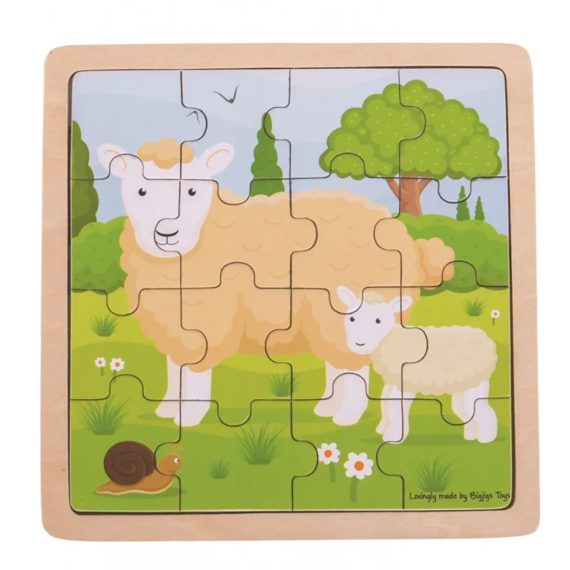 Bigjigs Toys Puzzle - Ovečka s jahniatkom 16 ks