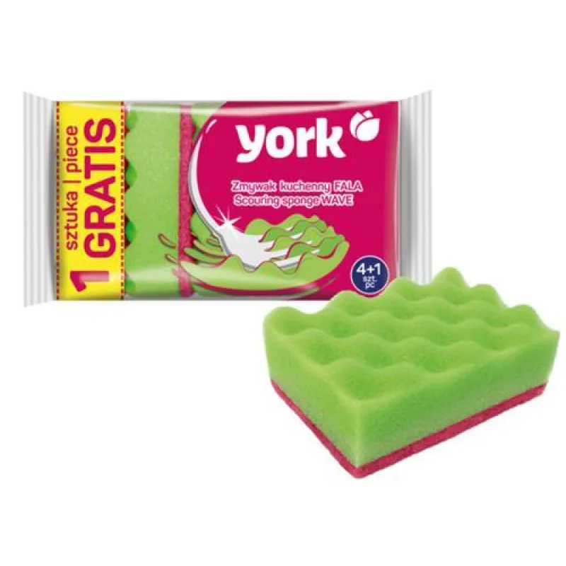 Hubka York 030220, špongia na kuchynský riad, 4+1 ks, vlnitá