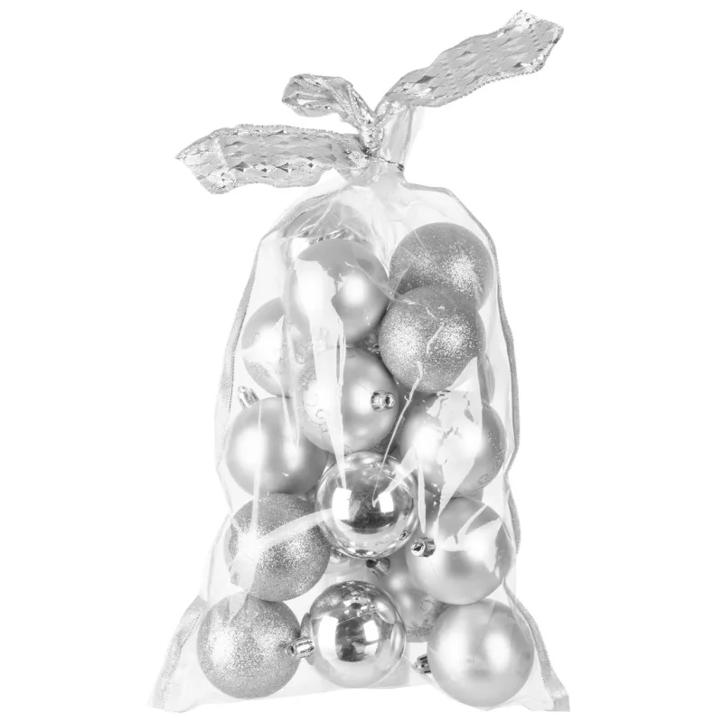 Vianočné gule na stromček 20 ks, 6 cm, strieborné