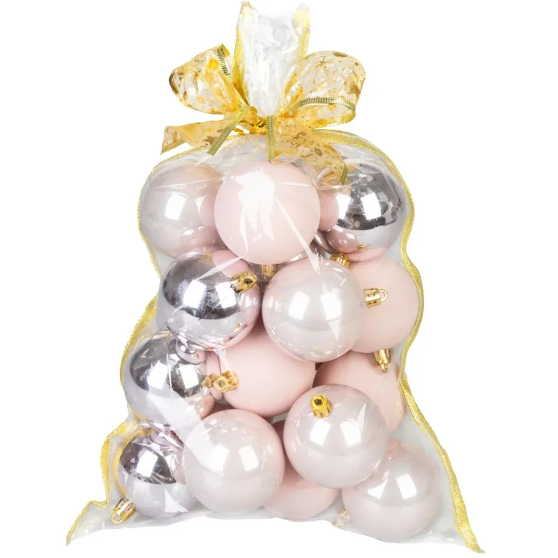 Gule na vianočný stromček, sada, 20 ks, ružové, mix, 6 cm