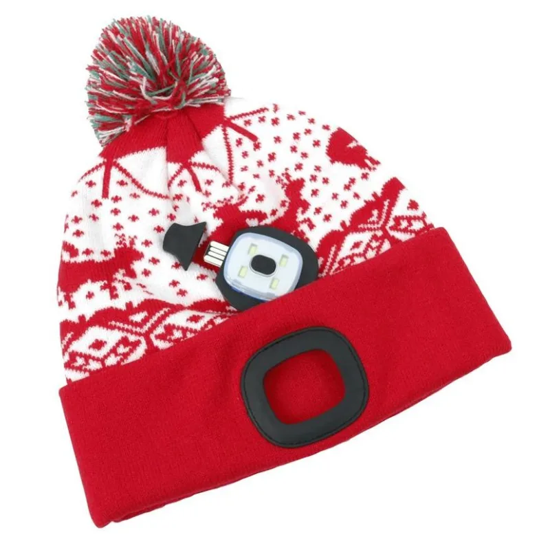 Čiapka s LED svetlom Xmas červená L, 4x SMD LED, 60 lm