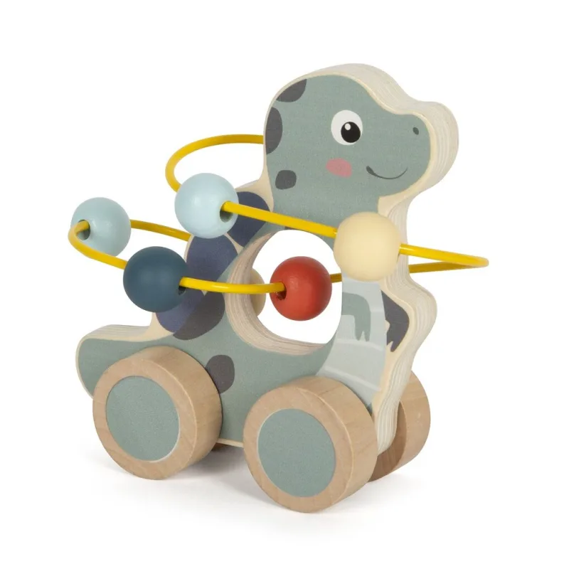 Hračka na kolieskach s korálkovým labyrintom Dino