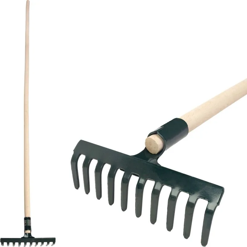 Hrable záhradné 10-zubé, oceľové, s drevenou násadou 160 cm