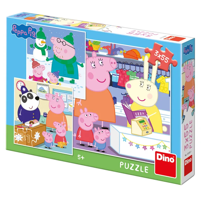 Dino Puzzle Peppa Pig: Veselé popoludnie 3 x 55 ks
