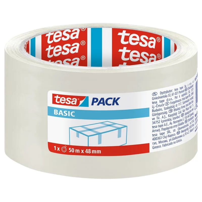 Baliaca páska tesa BASIC, transparentná, 48 mm, L-50 m