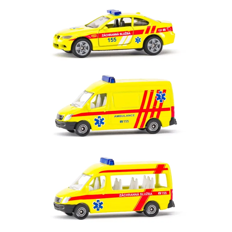 SIKU česká verzia - set ambulancia súprava 3 áut
