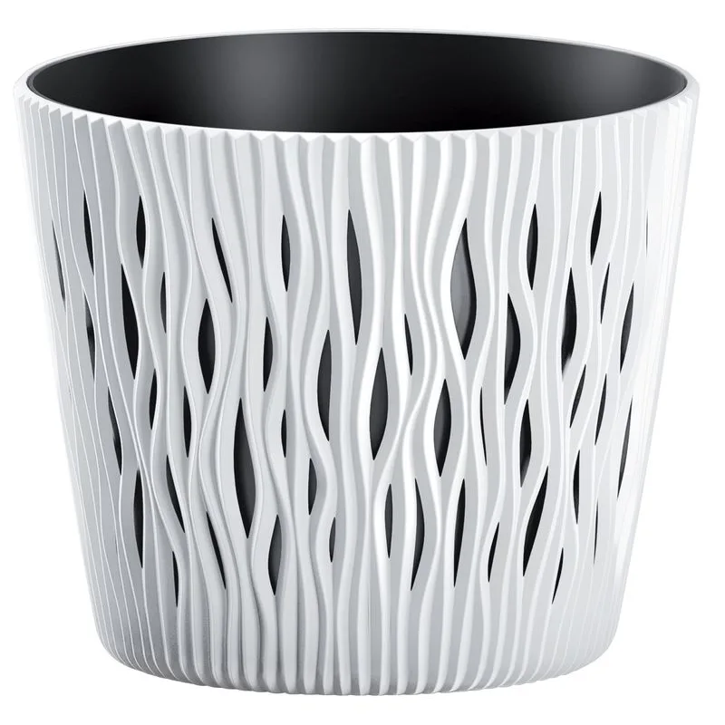 Kvetináč SANDY Round 190 – 158x138 mm, biela farba