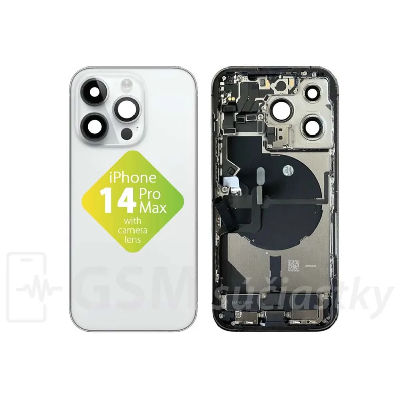 iPhone 14 Pro Max - Zadný Housing s Malými Dielmi - Biely