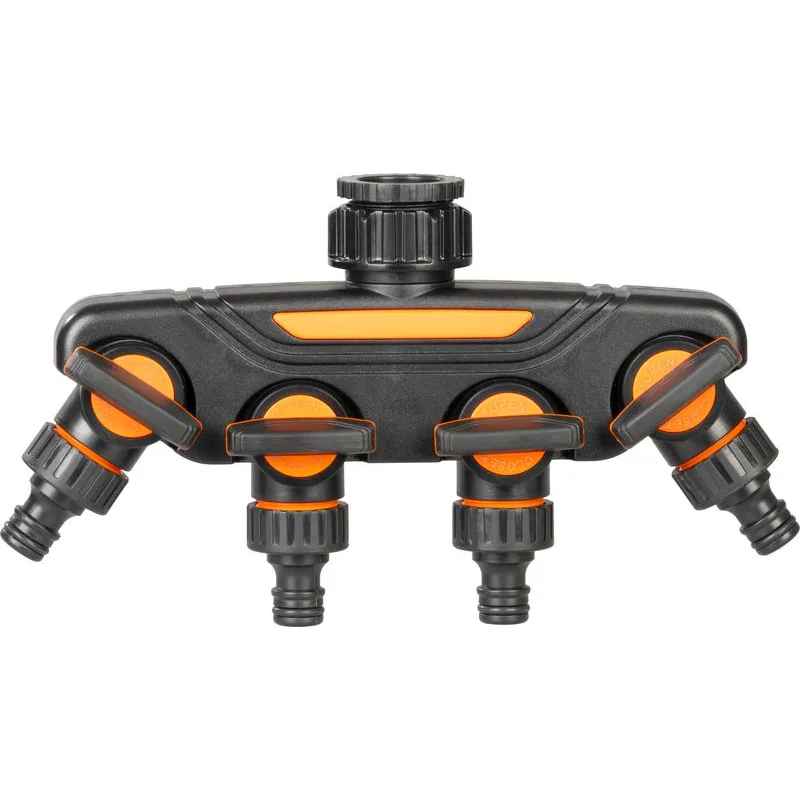 Rozbočovač Strend Pro Garden, 4-cestný, s ventilmi, plastový