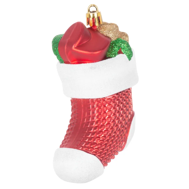 Ozdoba na vianočný stromček sada, 3 ks, 11 cm, ponožky, červené