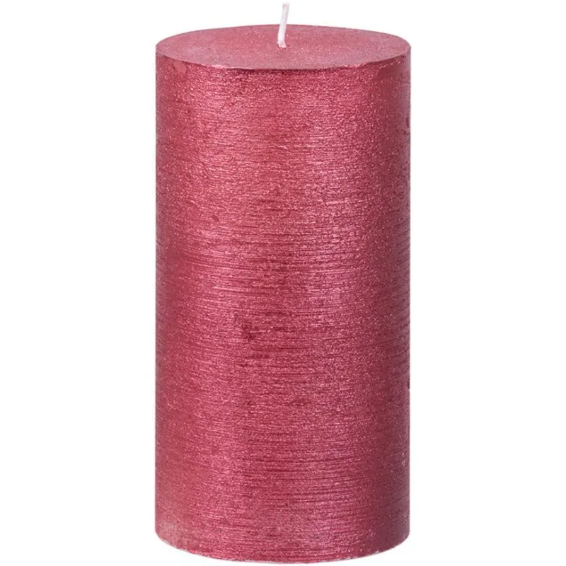 Sviečka MagicHome Vianoce, 6,9x13 cm, červená, metalický efekt