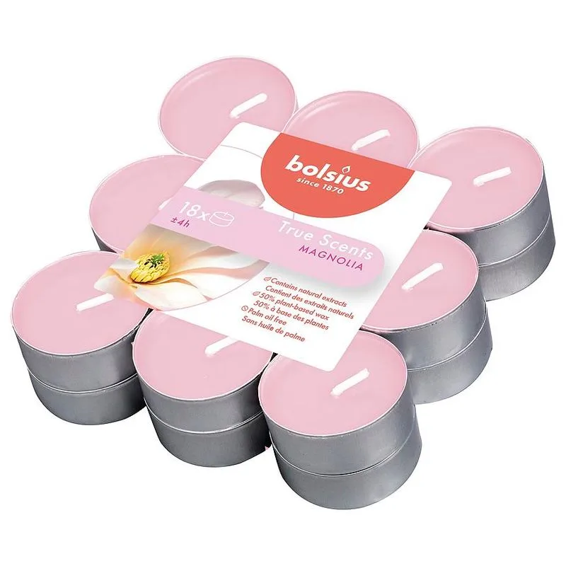 Čajové sviečky Bolsius Tealight True Scents, magnólia, balenie 18 ks