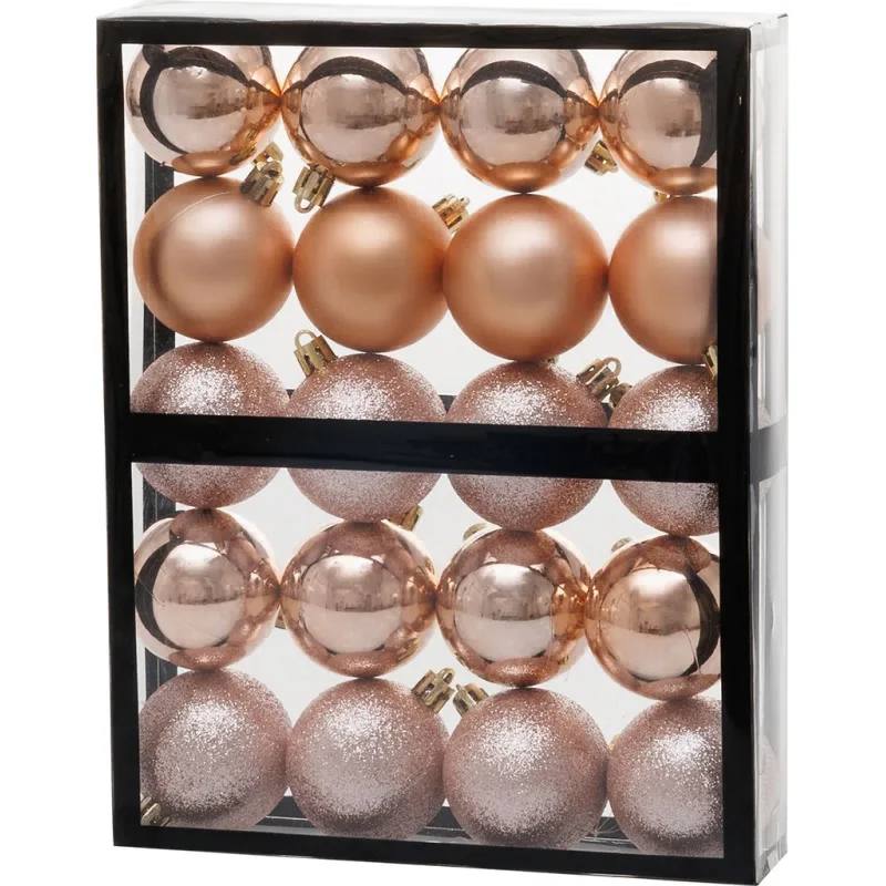 Súprava 20 ružovo-zlatých vianočných gúľ, 5 cm
