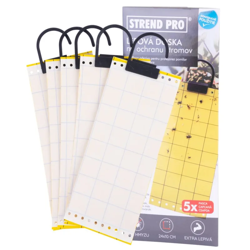 Doska na ochranu stromov pred škodcami, lepová, s háčikom, 5 ks